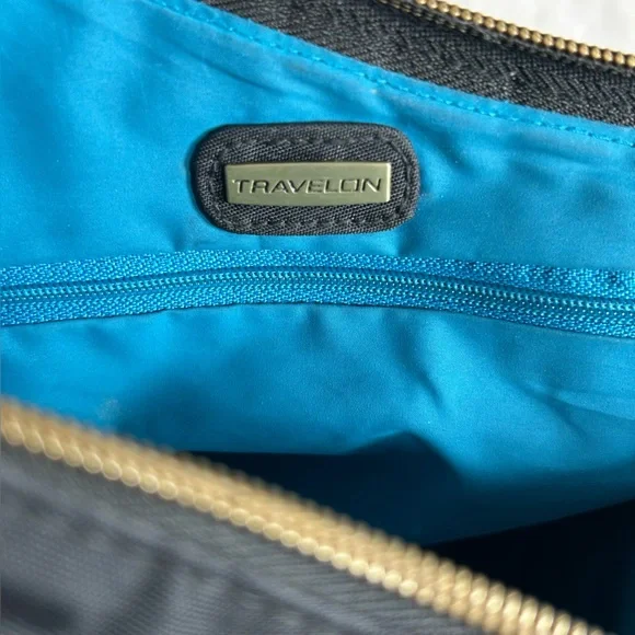 Travelon Black Crossbody Bag Gold Hardware Lockdown Features Anti-Slash Strap - Picture 11 of 16